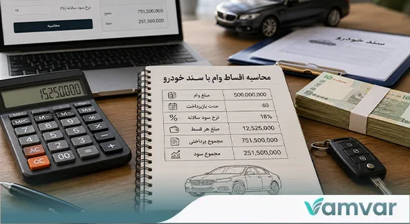 محاسبه اقساط وام با سند خودرو